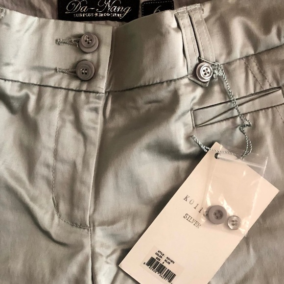 Da-Nang Silver Wide Leg Pants New with Tags Size 6 - Picture 3 of 10